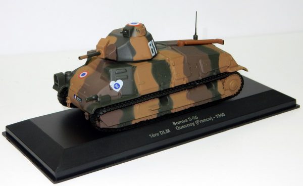 Somua S-35 French tank model from 1940 on display base